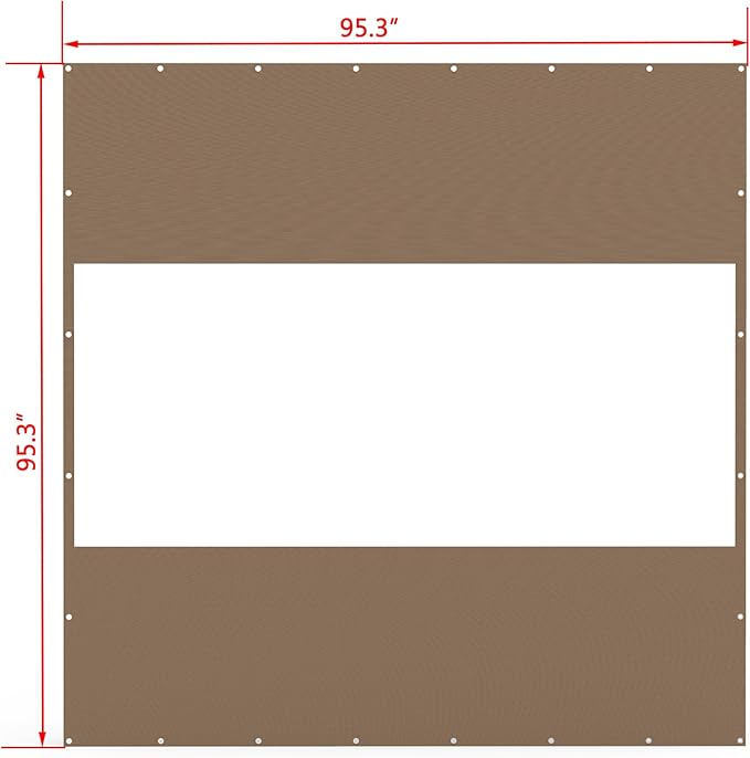 Domi Heavy Duty Outdoor Clear Panel Curtain, 18 oz Waterproof PVC Polyester Curtain, Weather Resistant & Tearproof for Patios, Gazebos, Pergolas, Privacy Screen (8'H x 8'W, Brown)