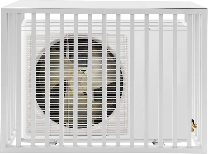 White Air Conditioner Fence with Top Cover, 4 Panels 39.4 "L x 19.7 "W x 27.6" H Privacy Fence Panels for Outside, Freestanding Metal Trash Can Hider Outdoor, No-Dig Air Conditioner Sun Blocker Kit