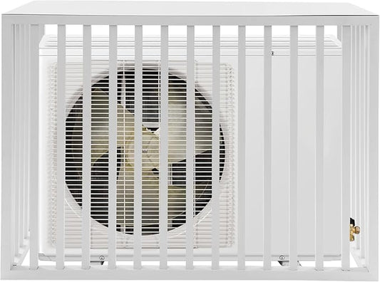 White Air Conditioner Fence with Top Cover, 4 Panels 39.4 "L x 19.7 "W x 27.6" H Privacy Fence Panels for Outside, Freestanding Metal Trash Can Hider Outdoor, No-Dig Air Conditioner Sun Blocker Kit