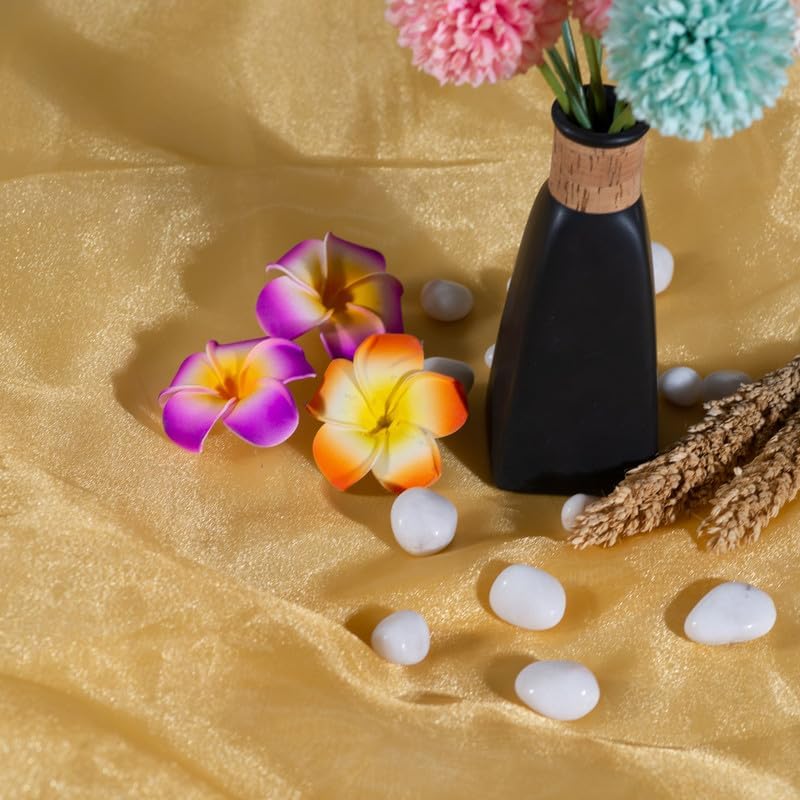 Fynite Champagne Gold Organza Fabric by The Yard | 10 Yard Long | 44" Wide | Bridal Soft Sheer Organza Tulle for DIY Wedding Dress Fashion Craft Decorations