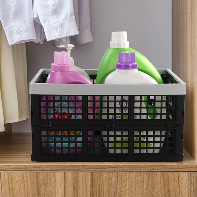 34-Liter Collapsible Storage Crates/Stackable Storage Container Basket, Set of 4