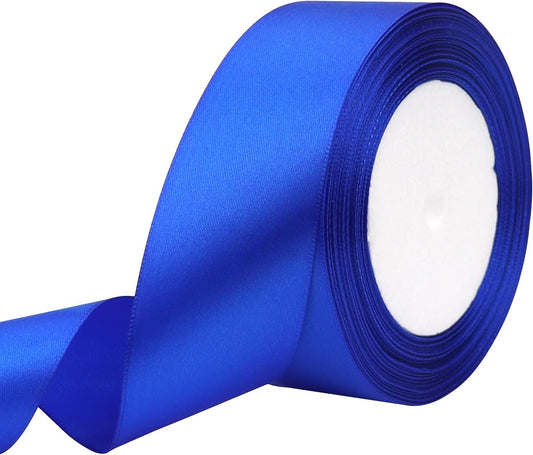 Blue Solid Satin Ribbon 1-1/2 Inch 25 Yards Solid Polyester Fabric Ribbon for Gift Wrapping Wedding Christmas Baby Shower Birthday Party Decoration Handmade Immortal Flower Craft