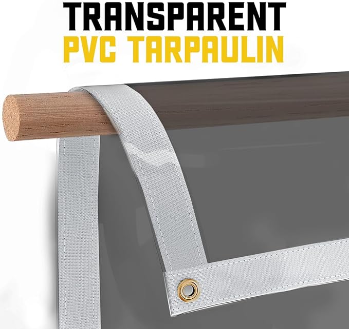 Core Tarps 30 Mil Extreme Heavy Duty Clear Tarp with Gromments - 16x20ft Super Clear Tarps Heavy Duty Waterproof Vinyl Tarpaulin, Transparent Tarp for Outdoor, Camping & Construction, Clear Grey