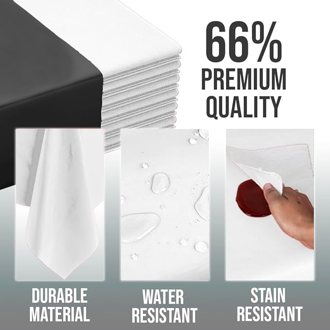 Exquisite White Round Tablecloths Plastic Table Cloth Disposable 48 Pack 84" Inch Round Table Cloth Disposable White Tablecloths Plastic Tablecloth Indoor/Outdoor Tablecloth Party Supplies