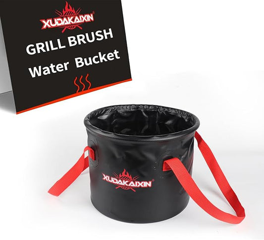 Upgraded Grill Brush Bristle Free,Water-Activated steam Effectively Cleans The Grill.Unique Wave pad for Cast Iron/ (Black-Water Bucket)