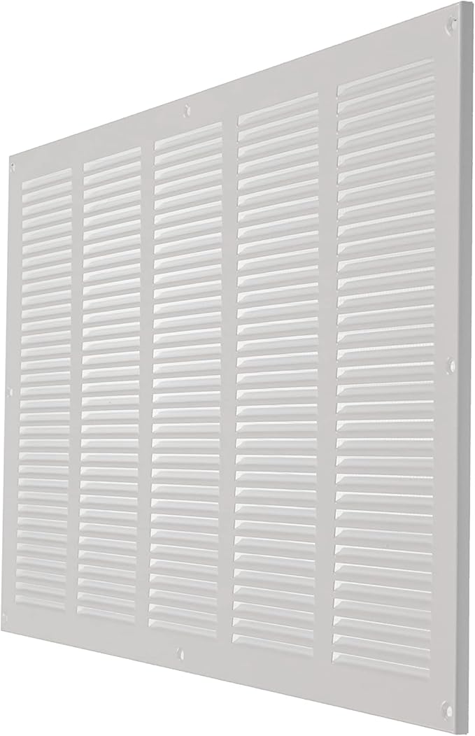 Repa Market Air Vent Cover 20x12 Inch (Outer Dimensions) White Galvanized Steel Louvered Grill Cover with Mesh Screen/Wall or Ceiling Vent/HVAC Register for Indoor and Outdoor Ventilation