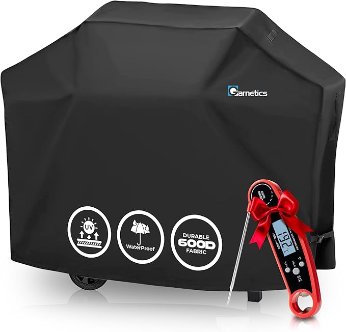 Grill Cover for Outdoor Grill 55 Inch – Bonus Meat Thermometer Included, Heavy Duty Waterproof BBQ Gas Grill Cover for Outside, UV & Fade Resistant, Compatible with Most 3–4 Burner Grills