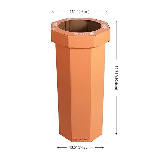 Eyely MPH1300B-SET2 Sal 25-Gallon Disposable Corrugated Cardboard Event Trash Can and Recycling Bin for BBQs, Beach, Parties & Events & Outdoor Activities, Carrot Cake (Set of 2)