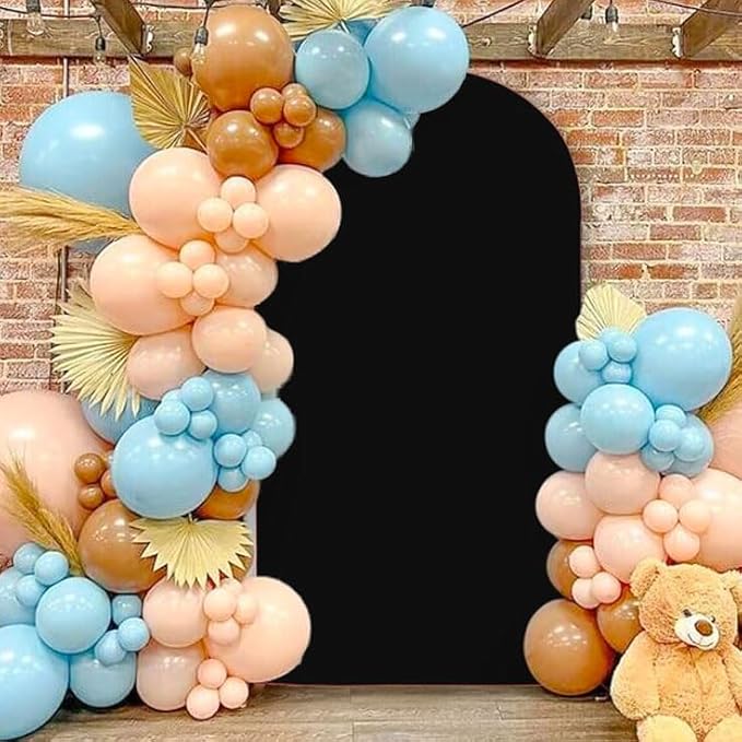 MODFUNS Black Arch Cover 5ft 6ft 7ft Wedding Arch Cover Set of 3 Round Top Arch Stand Covers Chiara Arched Backdrop Covers Elegant Arched Backdrop for Baby Bridal Shower Reception Party Decoration