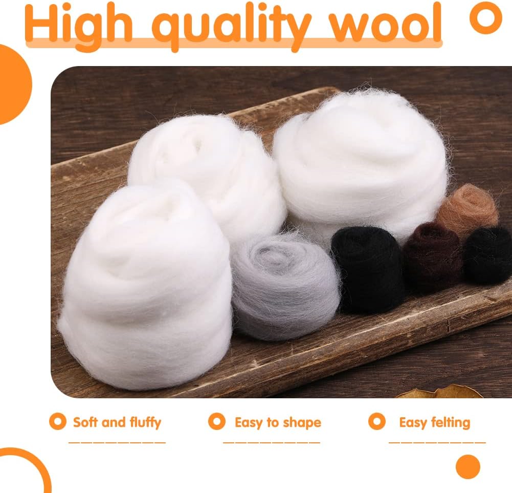 Mayboos Needle Felting Kit,3 Pieces Making Wool Needle Felting Starter Kit with Instruction,Felting Foam Mat and DIY Needle Felting Supply for DIY Craft Animal Home Decoration