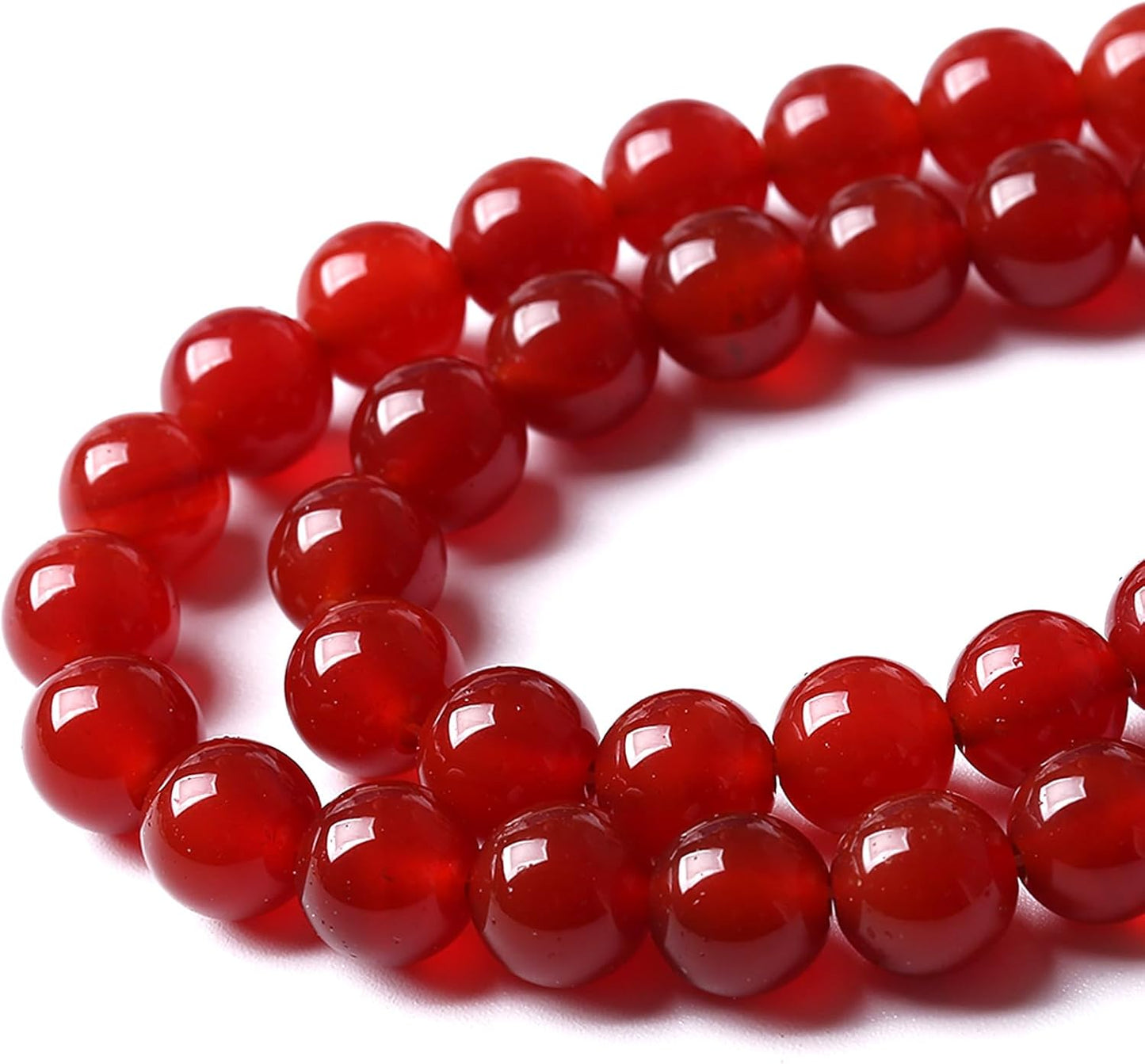 4MM 180pcs Semi-Precious Red Agate Beads Natural Stone Round Loose Beads for Jewelry Making DIY Bracelet Necklace 2 Strands 32"