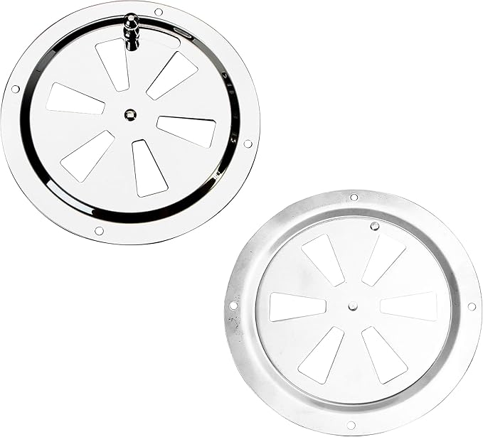 2PCS 5 Inch Grill Vents Round Butterfly Air Cover Ventilation Replacement Part, 316 Stainless Steel Marine Set for Increased Adjustable Airflow Small RV Hull Caravan Boat BBQ Damper Smoker Shed Stove