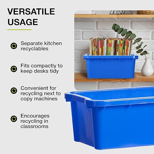 Nova Products 5 Gallon (18L) Recycling Bin - Durable Plastic Waste Basket for Indoor/Outdoor Use, Space-Saving Design, Ideal for Recycling, Office, Kitchen, Garage