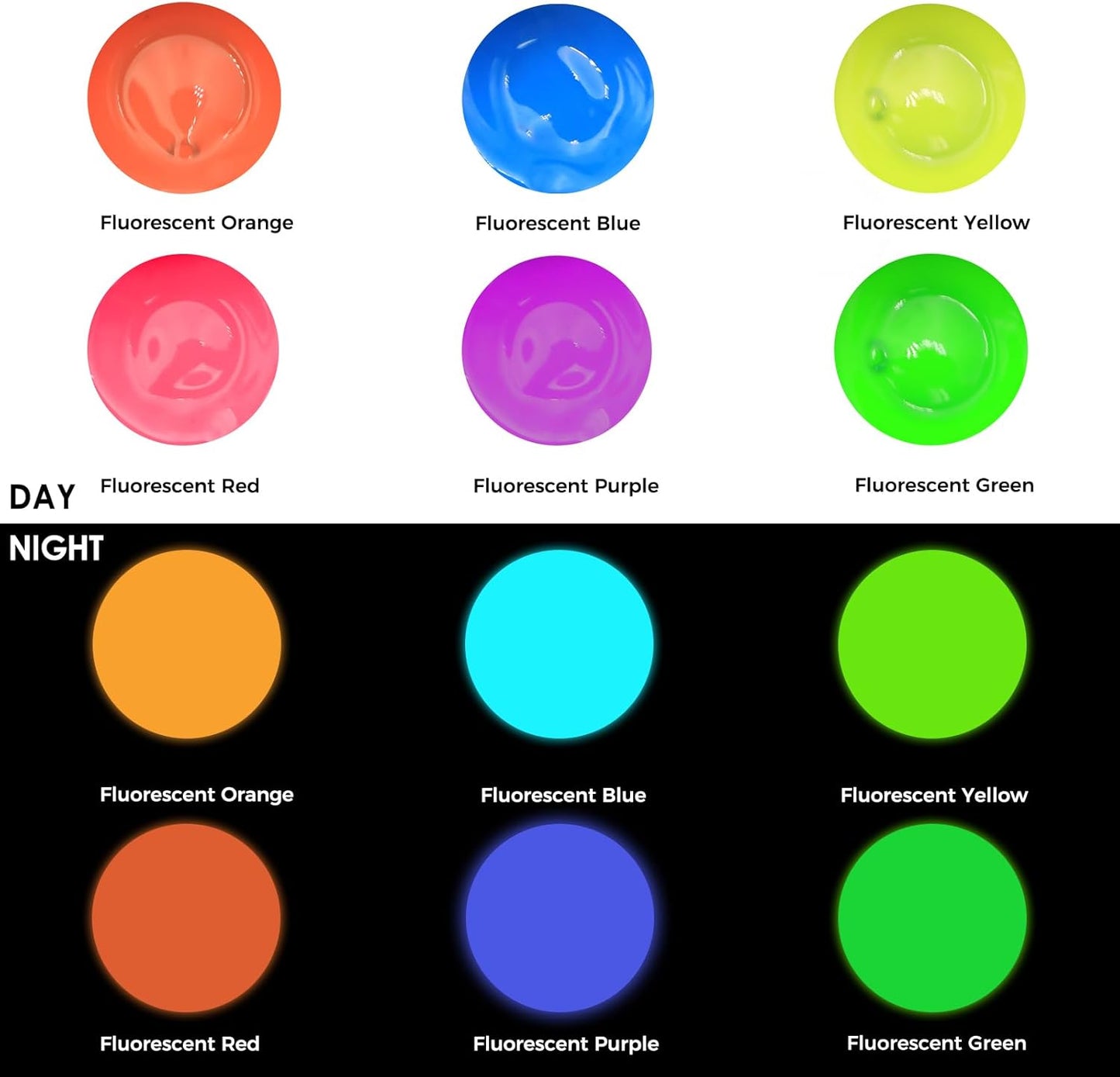 Artecho Glow in the Dark Paint 6 Colors, 120 ml / 4 oz Acrylic Paint for Decoration, Art Painting, Outdoor and Indoor Art Craft, Supplies for Canvas, Rock, Wood, Waterproof Rich Pigments