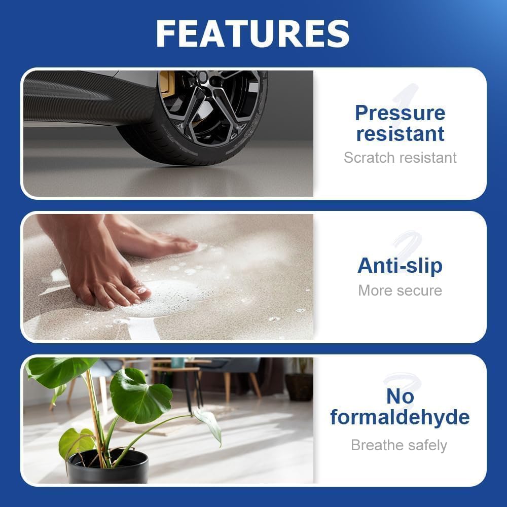 Louis Forest Epoxy Floor Paint, High-Gloss Marble Effect Coating, Epoxy Colored Sand Floor Paint, Wear-Resistant and Non-Slip for Indoor Outdoor (1KG-Green)