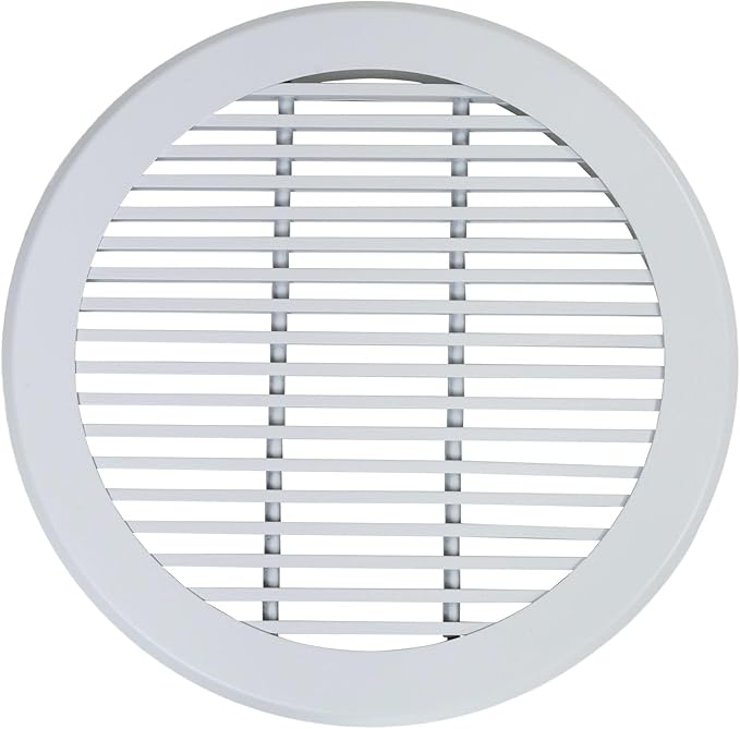 Round Air Vent Register Grille 8 Inch Duct Opening Aluminum Circular HVAC Diffuser for Ceiling or Wall Supply and Return Airflow Modern White for Bathroom Kitchen Garage Duct Ventilation