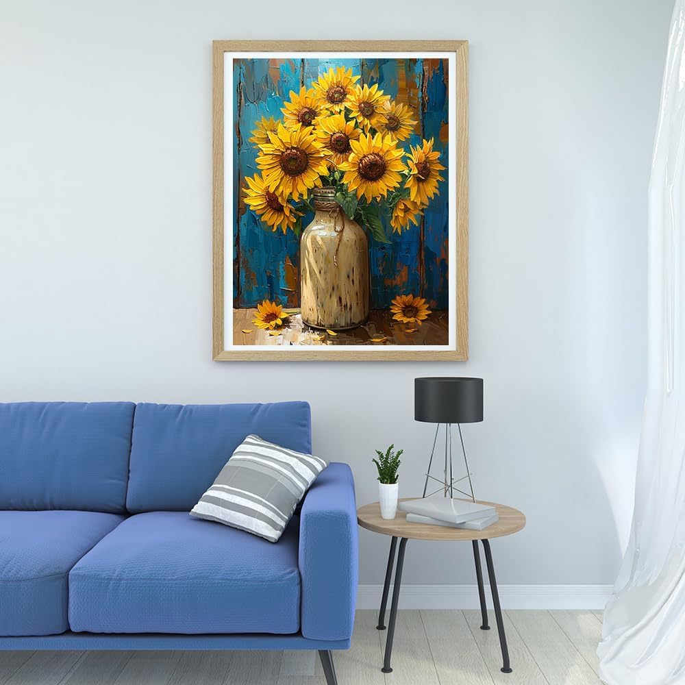 Moohue Art Crafts 14ct Counted Cross Stitch Patterns Kits Sunflowers Printed Stamped Cross Stitch Kits for Adults Needlepoint Kits (Beautiful Sunflowers)