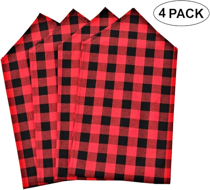 4 Pack Buffalo Check Table Runners Red and Black Plaid Table Runner for Christmas Dinner, Lumberjack Party, Outdoor or Indoor Gatherings Table Home Decorations 12"x72"