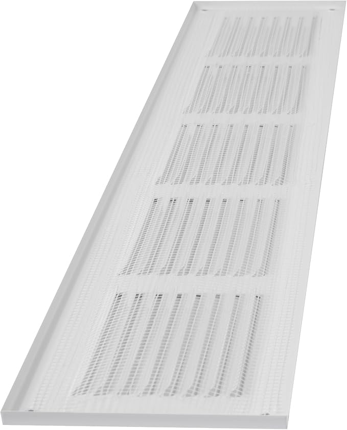 Repa Market Air Vent Cover 20x4 Inch (Outer Dimensions) White Galvanized Steel Louvered Grill Cover with Mesh Screen/Wall or Ceiling Vent/HVAC Register for Indoor and Outdoor Ventilation