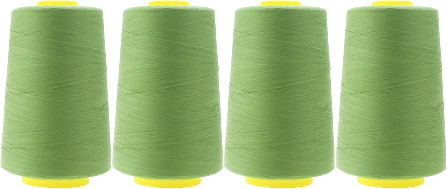 Mandala Crafts 4 Pack of Serger Threads Cones Spools - 40S/2 24000 Yards Polyester Sage Green Threads for Sergers Machine and Overlock Quilting Sewing Machine