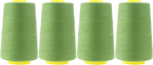Mandala Crafts 4 Pack of Serger Threads Cones Spools - 40S/2 24000 Yards Polyester Sage Green Threads for Sergers Machine and Overlock Quilting Sewing Machine