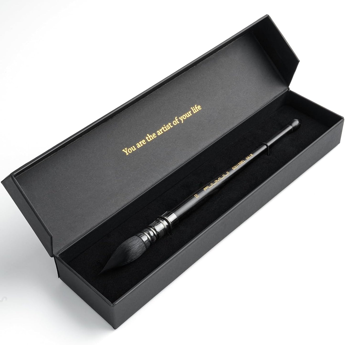 Professional Watercolor Brush, Fuumuui Natural Squirrel Hair Mop Brush, Round Quill Detail Fine Tip Watercolor Paint Brush for Water Color Gouache Ink Painting - Sizes #10