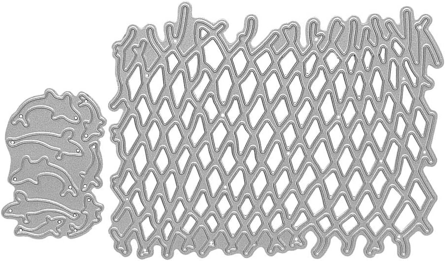 Metal Irregular Fishing Net Cutting Dies, Summer Fish Die Cuts Embossing Stencils Template Mould for Card Scrapbooking and DIY Craft