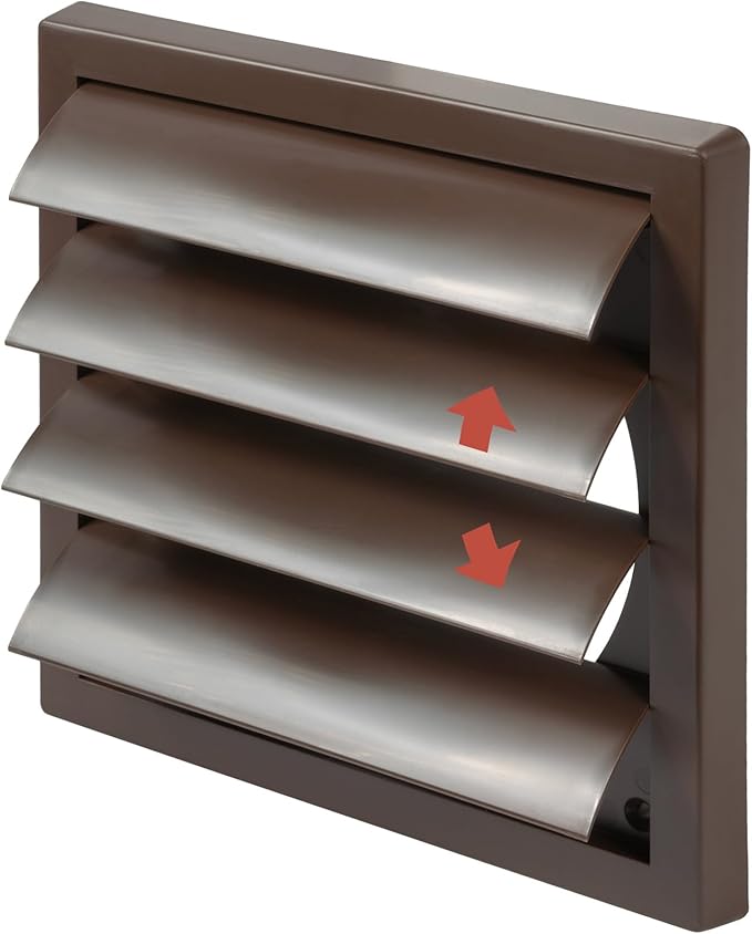 Plastic 6" Black Dryer Vent Cover with Flange - Exhaust Ventilation Grille with Shutters - Louvered Air Vent for Bathroom, Kitchen, Garage various Ventilation Systems Ø5.9" / 7.5" x 7.5"