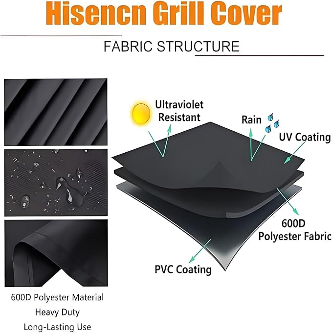 Hisencn Grill Cover for Pit Boss Austin XL, 600D Heavy Duty Pellet Smoker BBQ Cover for Pit Boss 1000 Series, 1000D3, 1000S, 1000SC, Rancher XL, 1100 Pro, 1150, Z Grill 1000 – UV & Fade Resistant