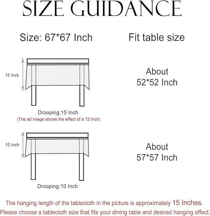 French Linen Square Tablecloth,Orange Floral Pattern Wrinkle Resistant and Soft Table Cloth,Decorative Table Cover for Kitchen,Dining,Thanksgiving,Tea Party,Christmas,67"*67"-Milch