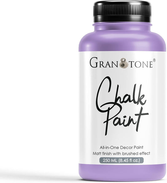 GRANOTONE Chalk Paint for Furniture, Matt-Finish Water-Based Acrylic Paint for Wood, Walls, Metal, Glass, Paper, Fabric Canvas, Maximum Coverage Chalk Paint for Kids & Adults, 250 Ml (VERVE VIOLET)