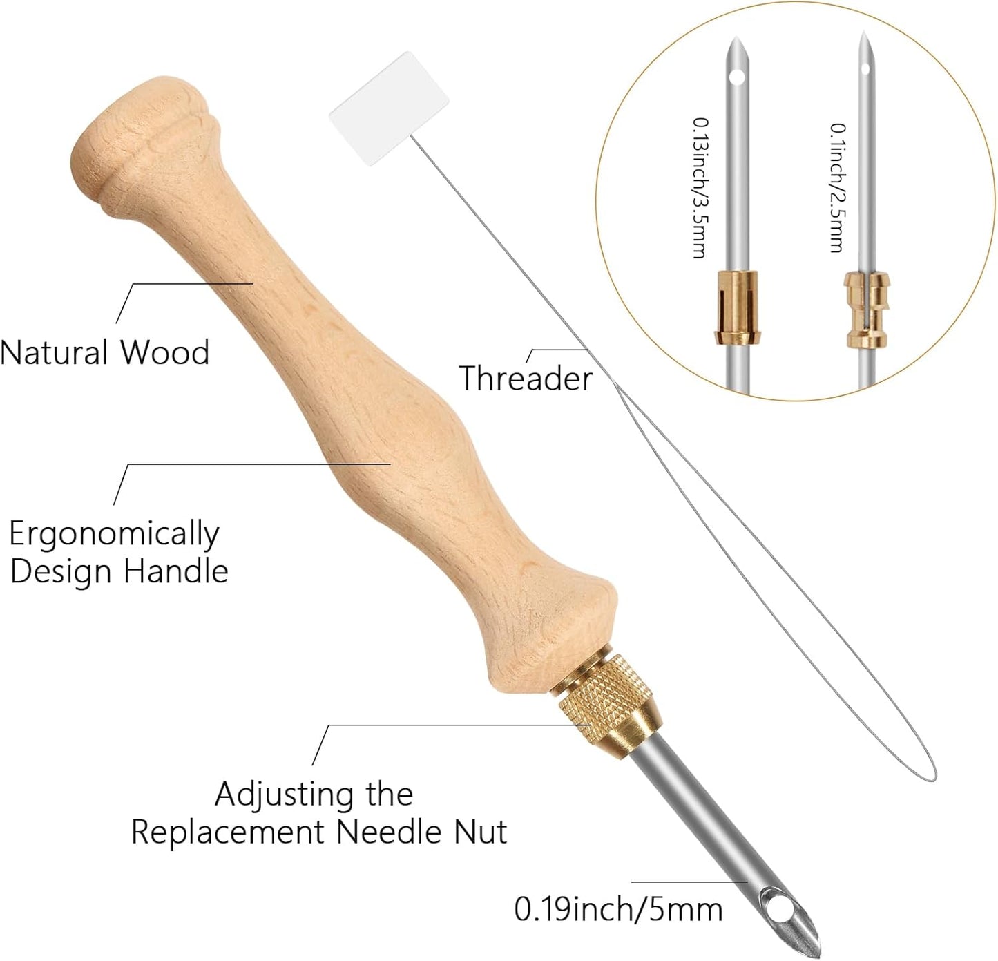 Pllieay 19 Pieces Punch Needle Starter Kit with Embroidery Hoop, Adjustable Wooden Needle Punch, Tufting Cloth, Rug Hooking Beginner Kit for Beginner Embroidery Floss Cross Stitching