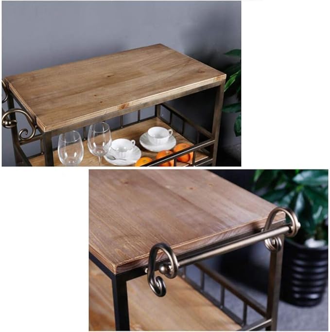 Bar Serving Cart for Hotel Business Restaurant Serving Cart Catering Storage Shelf with Wheels/Rolling Bar Serving Cart for Restaurant Catering Kitchen Storage Serving Utility Trolley