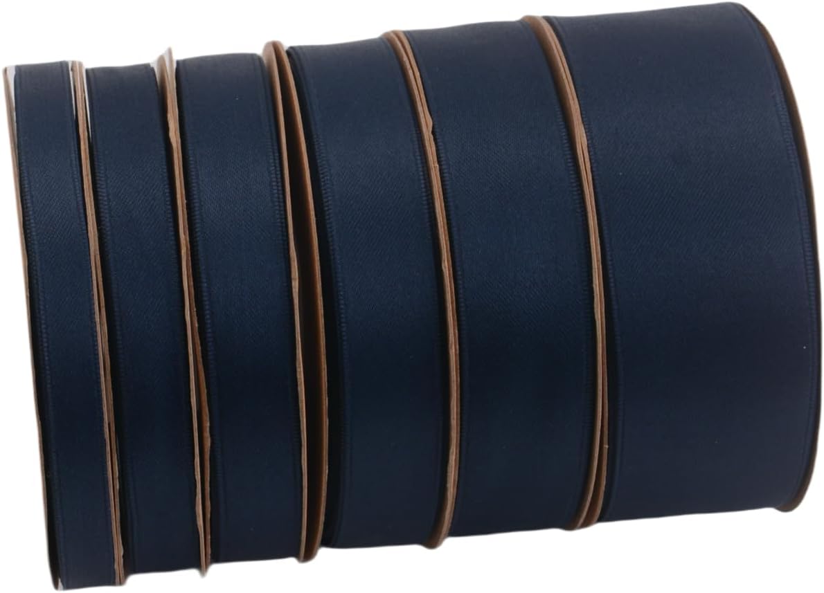 Double Side Satin Ribbon, Continuous 20 Yards,Use for Craft Bows Bouquet, Gift Wrapping, Wedding Decoration, Floral Arrangement (Dark Blue, 5/8 inch)