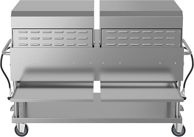 60 in. 8-Burner Commercial Outdoor Propane Gas Grill with 2 Roll Dome Covers in Stainless-Steel, ETL Listed (CGKIT6-D30D30)