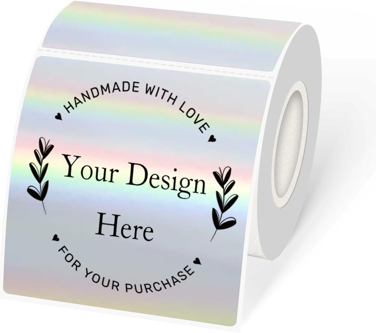 Square Thermal Labels Stickers 3" x 3", Holographic Square Thermal Stickers Labels, Glitter Self-Adhesive Direct Thermals Label for Small Business- Holographic Silver