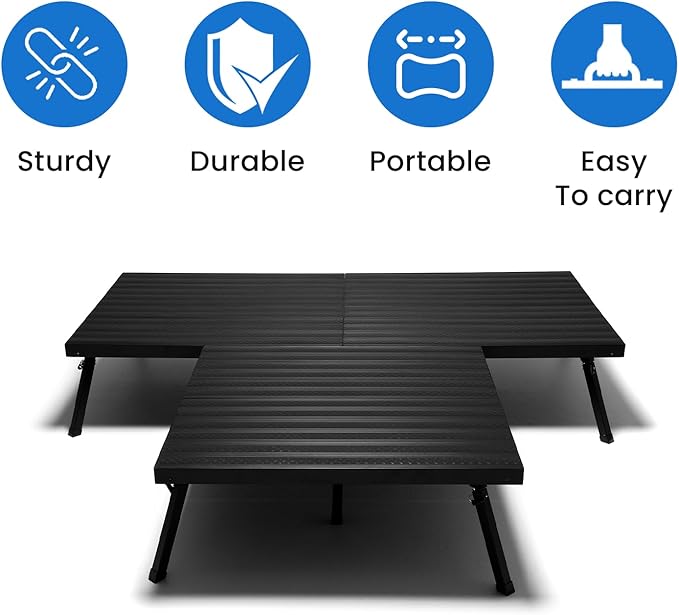 4'x12' MYSTAGE 3 Stage Platform - Portable, Folding Lightweight Aluminum Performance Deck with Adjustable Height 17"-28" - US Patented Design