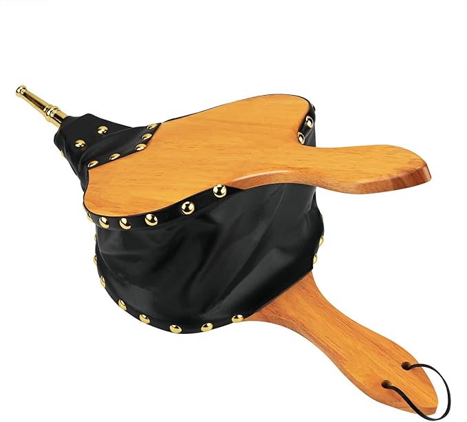 TJ.MOREE Fireplace Bellows Indoor 19"x 8" Large Wood Fire Blower with Hanging Strap, Long Handle, Metal Nozzle, Great Tool for Fireplace, Fire Pit, Wood Stove, BBQ, Outdoor Camping