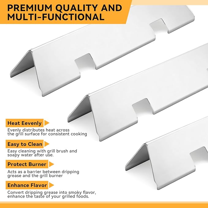 15.3 Inch Flavorizer Bars for Weber Spirit I & II 200 Gas Grill with Front-Mounted Knobs, for Spirit E210 S210 E220 S220, Stainless Steel, 3 PCS, for Weber Spirit Grill Parts 7635