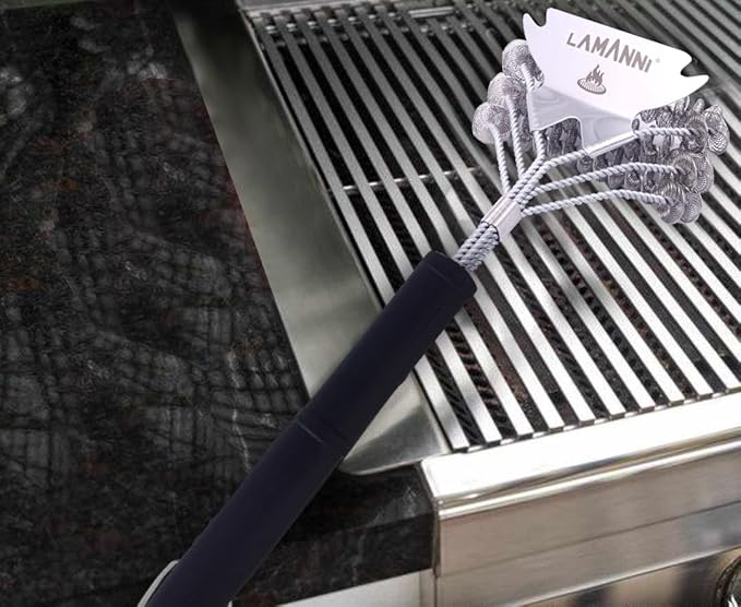 BBQ Grill Brush and Scraper 18” Heavy Duty Stainless Steel Grill Cleaner for Gas, Charcoal & Electric Grills Safe, Rustproof, Bristle-Free BBQ Cleaning Brush