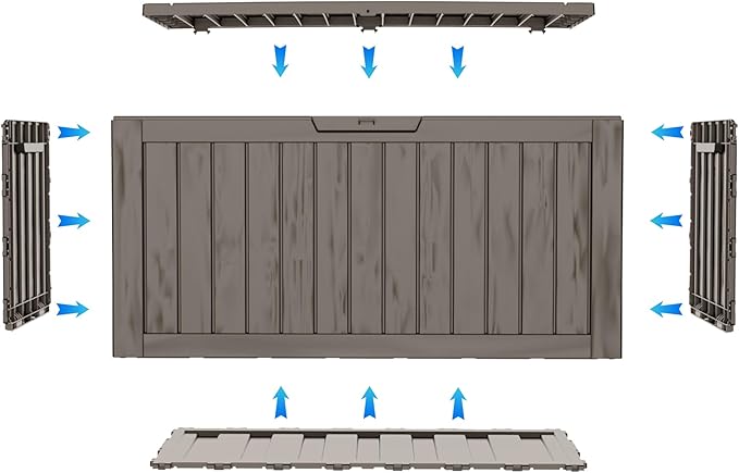 75 Gallon Deck Box, Resin Outdoor Indoor Waterproof Storage Box, Lockable Storage Box With Handle for Patio Furniture - Garden Tools - Swimming Pool Tools UV-Resistant, Grey
