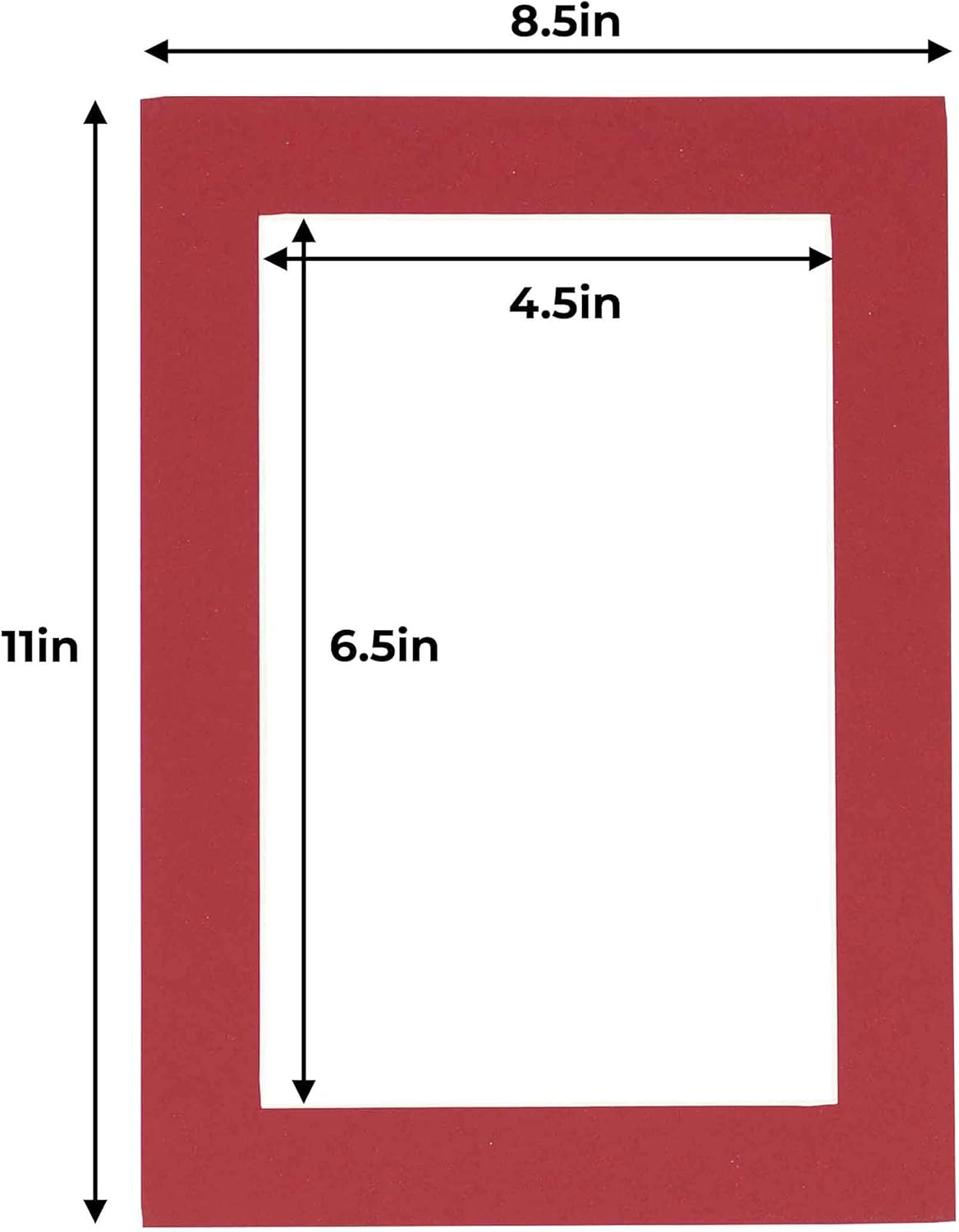 5x7 Mat for 8.5x11 Frame - Precut Mat Board Acid-Free Deep Red 5x7 Photo Matte Made to Fit a 8.5x11 Picture Frame, Premium Matboard for Family Photos, Show Kits, Art, Picture Framing, Pack of 1 Mat