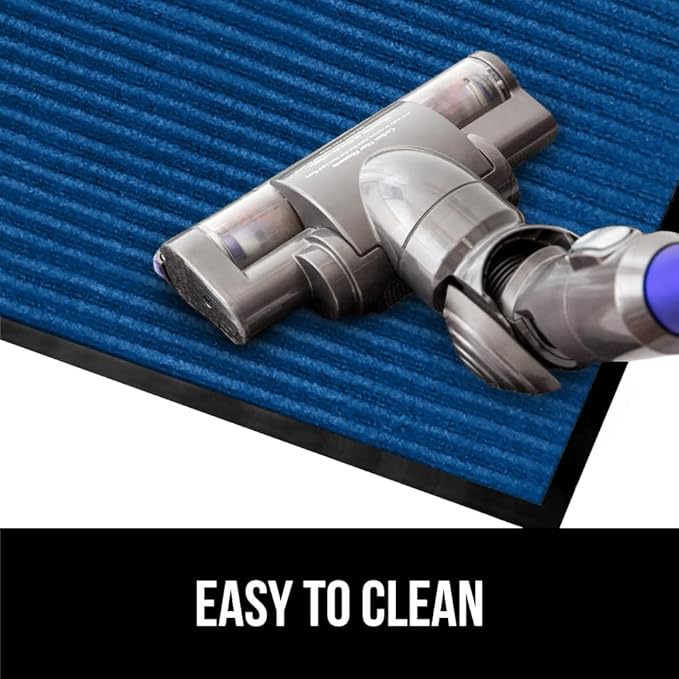 GORILLA GRIP Waterproof Traffic Guard Door Mat, 2 Pack Heavy Duty Entryway Mats, Strong Rubber Back Commercial Utility Rugs for Office Hallway, Garage Floor and Home, Low Profile Carpet, 29x17, Blue