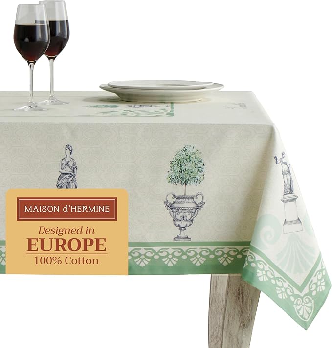 Maison d' Hermine Table Cloth Square Table 100% Cotton 54 x 54 Inches Tablecloth Reusable Decorative for Dining Room, Farmhouse, Home, Party, Festive & Wedding Spring Summer - Jardin Du Roy
