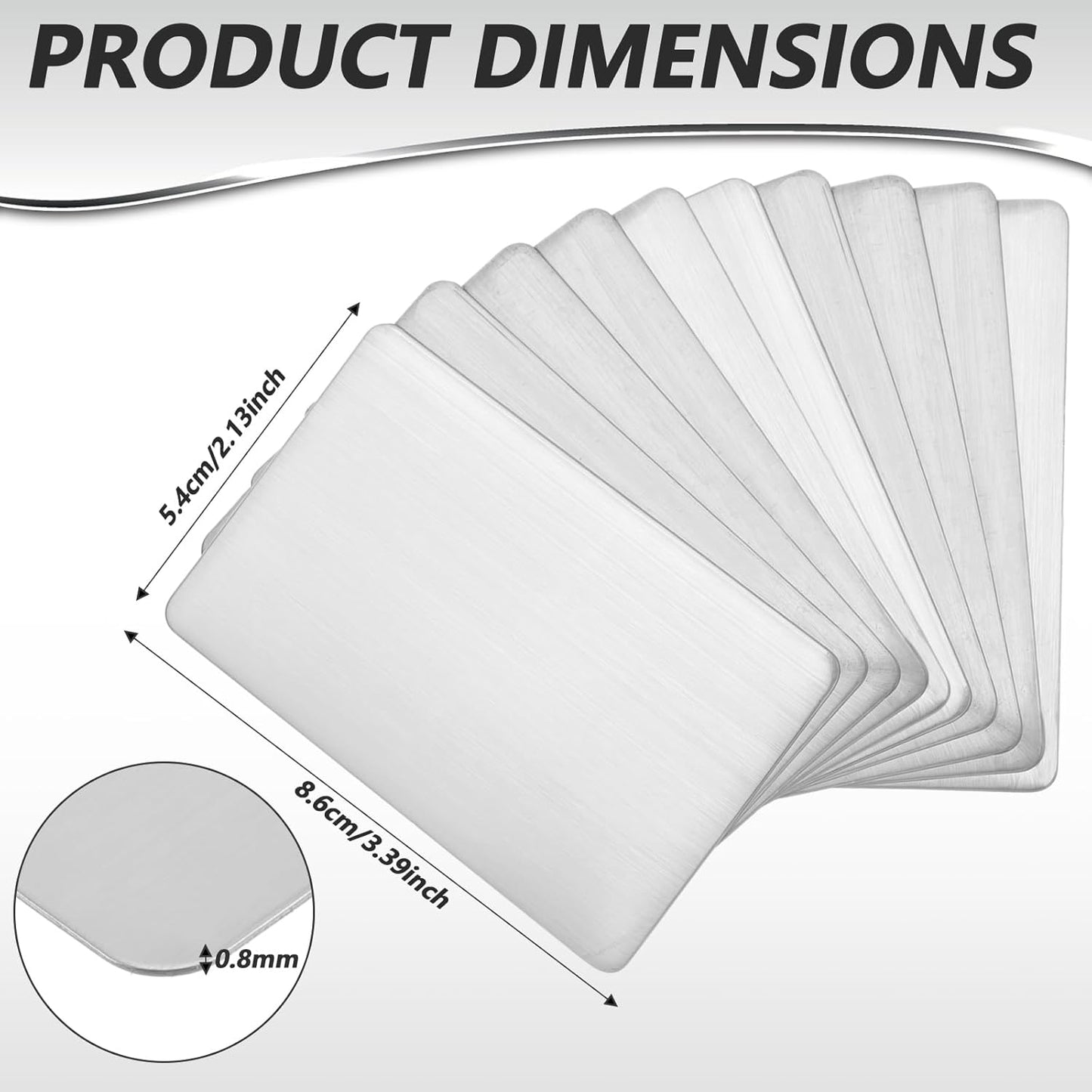 30 Pieces 304 Stainless Steel Metal Business Cards Blank Steel Laser Engraving Stainless Cards for House Office Customer DIY Gift Plate, 86 x 54 mm(0.8mm Thickness)
