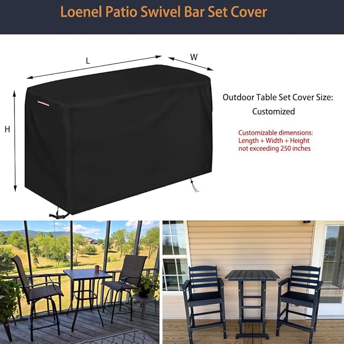 Outdoor Dining Table Cover, Waterproof Outdoor Patio Table Cover Patio Bar Set Covers for Bistro Tables & Chairs Set