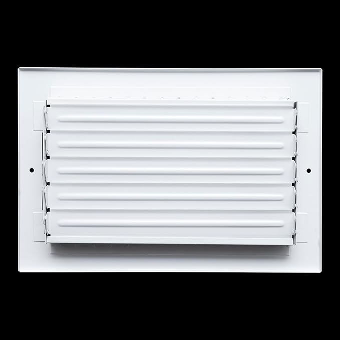 [2 Pack] Fits 10x6 Duct Opening Steel Adjustable Air Supply Grille by Handua | Register Vent Cover Grill for Sidewall and Ceiling | White | Outer Size: 11.75" X 7.75"