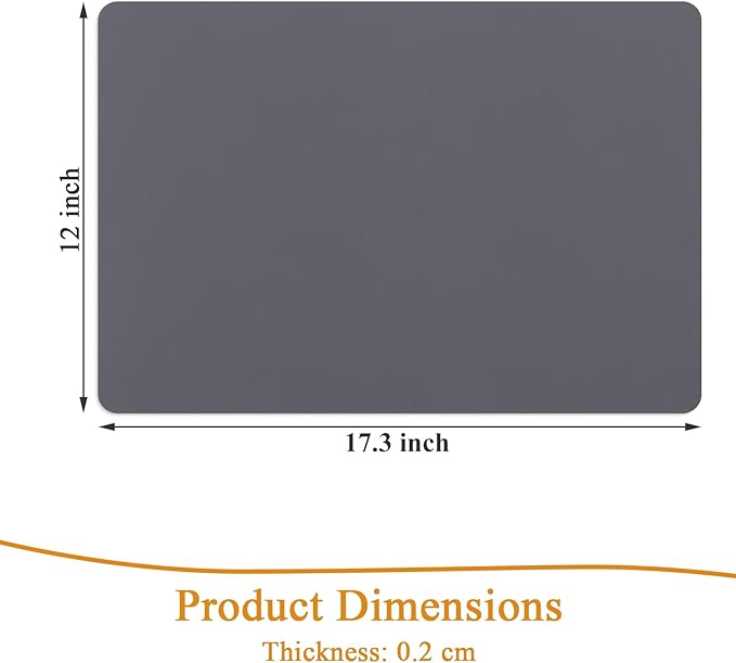 SHACOS Placemats Set of 6 Faux Leather Waterproof Leakproof Wipeable PU Non-Slip Vinyl Place Mats Heat Resistant Table Mats for Kitchen Dining Table Indoor Outdoor, Dark Grey