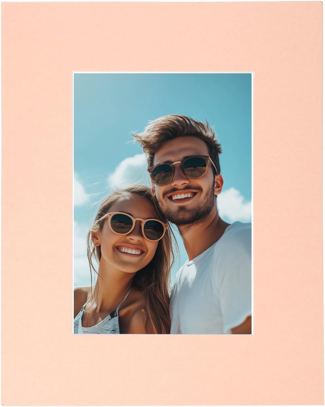 uxcell Picture Mats, 8 x 10 Mat Board Center for 5 x 7 Pictures Acid Free White Core Bevel Cut Frame Mattes with Backing for Display Art Measuring, Lotus Root