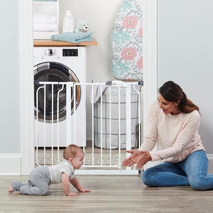 Regalo Safety 38.5 Inch Extra Wide Baby Gate for Doorways & Bottom of Stairs, Pressure Mount Safety Gate for Babies, Toddlers & Pets, Tested & Safe for 30 Years, American Designed, Family Owned